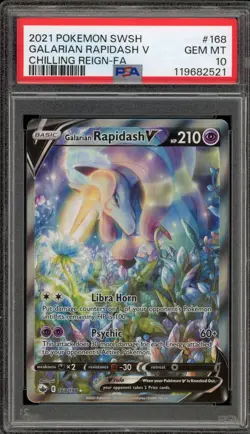 Pokemon Galarian Rapidash V Chilling Reign Full Alt Art #168 PSA 10 Gem Mint - Image 1