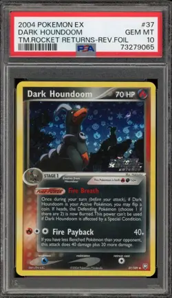 Pokemon Dark Houndoom EX Team Rocket Returns Reverse Holo #37 PSA 10 Gem Mint - Image 1