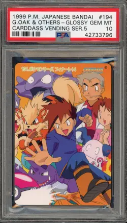 Pokemon Bandai Carddass Gary Oak & Others Carddass Vending S. 5 JPN #194 PSA 10 - Image 1