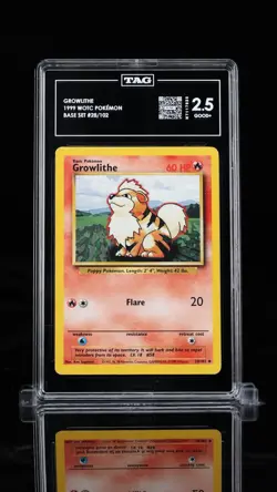 Growlithe 1999 Pokemon Base Set #28/102 – TAG 2.5 Good+ WOTC Vintage - Image 1