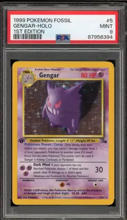 Pokemon Gengar Fossil 1st Edition Holo Rare #5 PSA 9 Mint - Image 1