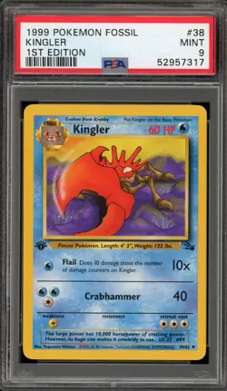 Pokemon Kingler Fossil 1st Edition #38 PSA 9 Mint - Image 1