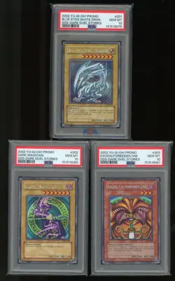 Yu-Gi-Oh Blue Eyes White Dragon Dark Magician Exodia DDS PSA 10 Sequential Set - Image 1
