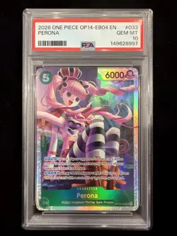 2026 ONE PIECE OP14 EB04 PSA 10 THE AZURE SEA'S SEVEN #033 PERONA Holo Foil - Image 1