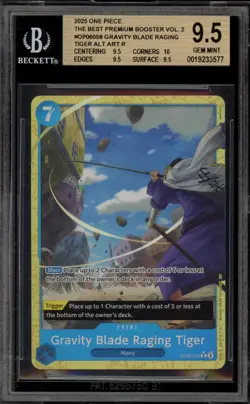 One Piece CCG Gravity Blade Raging Tiger PRB02 Alt Art OP06-058 BGS 9.5 - Image 1