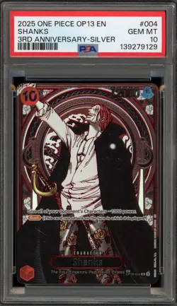 One Piece CCG Shanks 3rd Anniversary Silver OP09-004 PSA 10 Gem Mint - Image 1