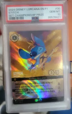2024 DISNEY LORCANA EN P1-PROMO #30 STITCH - ROCK STAR PSA 10 - Image 1