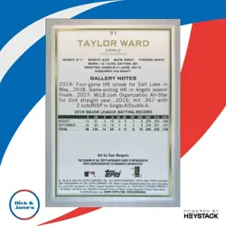 2019 Topps Gallery Taylor Ward Auto #31 RC Los Angeles Angels - Image 2