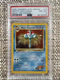 2000 Pokemon PSA 8 1st Edition Misty's Tentacruel Holo 10/132 Gym Heroes MINT 🚀 - Image 1