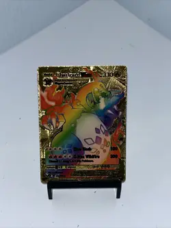 Rainbow Charizard VMAX Metal Gold Shiny Card- Gold Foil Pokemon Card Fan Art - Image 2