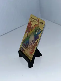 Rainbow Charizard VMAX Metal Gold Shiny Card- Gold Foil Pokemon Card Fan Art - Image 4