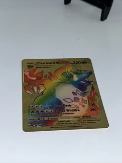Rainbow Charizard VMAX Metal Gold Shiny Card- Gold Foil Pokemon Card Fan Art - Image 5