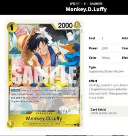 ONE PIECE CCG card: Monkey.D.Luffy op10-111 R, foil, 1st edition English, tag SP - Image 3