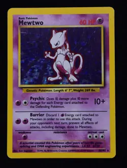 Mewtwo 10/102 Base Set Pokemon Card Holo Holographic 1999 - Image 1