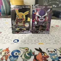 Pokemon TCG Pikachu & Frieza Lot 2 Cards Foil English fan art - Image 1