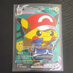 Pokemon Satoshi Pikachu VCOS 036/055 Full Art Holo Card English 999 HP FANART - Image 1
