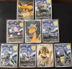 POKEMON *FAN ART* LOT OF 9 FULL ART CARDS Mint Condition Starry Night - Image 1