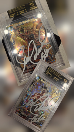 Bandai Dragon Ball Super SCR Son Goku Autographed Beckett 10 Lot 2 Cards Holo - Image 1