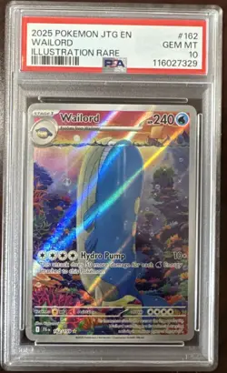 2025 POKEMON JTG EN-JOURNEY TOGETHER ILLUSTRATION RARE #162 WAILORD PSA 10 - Image 1