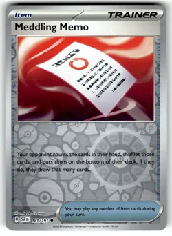Pokemon SV08 Surging Sparks Meddling Memo 181/191 Reverse Holo - Image 1
