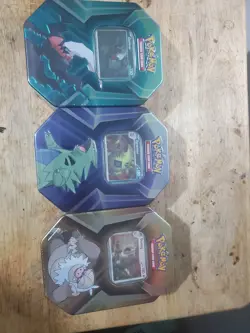 Triple Whammy Collector Tins Pokemon TCG Lot Of 3 (Complete Tin Set) New Sealed - Image 1
