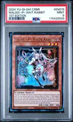 PSA 9 Yugioh Maliss P White Rabbit Ultra Rare 1st Edition CRBR-EN015 Crossover - Image 3
