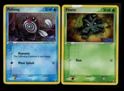 Poliwag 67/115 Pineco 66/115 Unseen Forces 2005 Reverse Vintage Pokemon Card Lot - Image 1