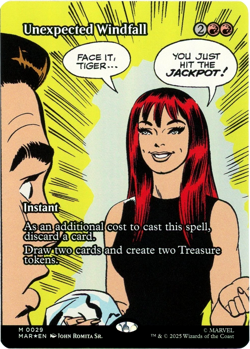 Unexpected Windfall (Borderless Foil) 0029 Marvel's Spider-Man MTG NM - Image 1