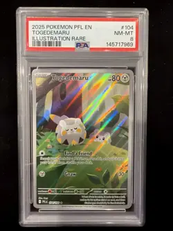 2025 Pokemon Phantasmal Flames Togedemaru #104 Illustration Rare PSA 8 - Image 1