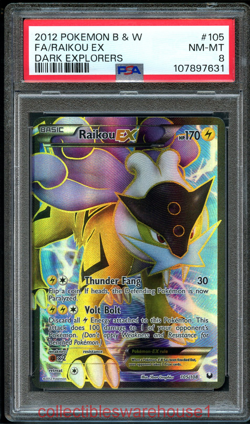 Pokemon Dark Explorers Raikou ex 105 PSA 8 - Image 1