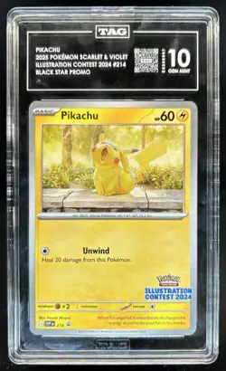 2024 Pokemon SV Black Star Promos Pikachu #214 TAG 10 - Image 1