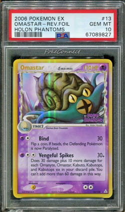 PSA 10 Pokemon Omastar Reverse Holo ex Holon Phantoms #13 LOW POP 12 - Image 1