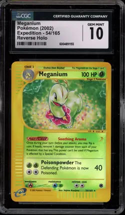 Pokemon Meganium Expedition Reverse Holo Rare #54 CGC 10 Gem Mint - Image 1