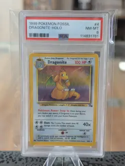 1999 Fossil Dragonite Holo Rare Pokemon Card 4/62 PSA 8 Free Shipping! - Image 1
