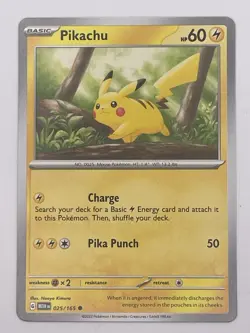 2023 Scarlet & Violet 151 Pikachu 025/165 Common NM Pokemon TCG - Image 1