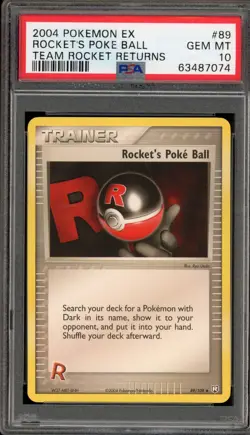 Pokemon Rocket's Poke Ball EX Team Rocket Returns #89 PSA 10 Gem Mint - Image 1