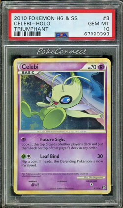 PSA 10 GEM MINT Pokemon Celebi Holo Rare 2010 HGSS: Triumphant #3/102 LOW POP - Image 1