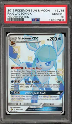 Pokemon Glaceon GX Hidden Fates Full Art #SV55 PSA 10 Gem Mint - Image 1
