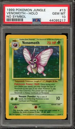 Pokemon Venomoth Jungle Holo Rare #13 NO SET SYMBOL ERROR PSA 10 Gem Mint - Image 1