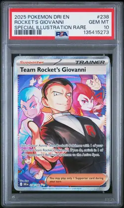 2025 POKEMON DRI EN-DESTINED RIVALS #238 TEAM ROCKET'S GIOVANNI PSA 10 - Image 1
