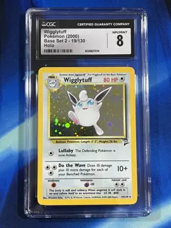 CGC 8 NM M Wigglytuff 2000 Base Set 2 19/130 Holo Pokemon Card psa - Image 1