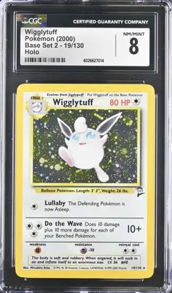 CGC 8 NM M Wigglytuff 2000 Base Set 2 19/130 Holo Pokemon Card psa - Image 3