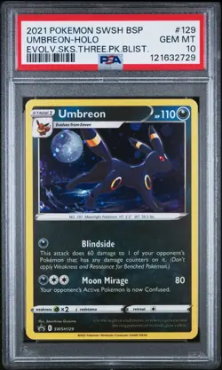 Umbreon SWSH129 PSA 10 Gem Mint Evolving Skies 3-Pack Blister Pokemon Card 🔥🔥 - Image 1