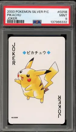 Pokemon Pikachu Joker Silver Playing Cards Japanese #025B PSA 9 Mint - Image 1