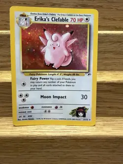 Pokemon Erika's Clefable Holo Rare Gym Heroes TCG Card 3/132 - Image 1