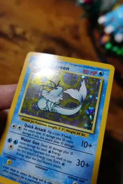 Vaporeon 12/64 No Symbol Error Holo Jungle Set Rare Pokemon Card LP^ - Image 2