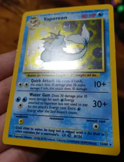 Vaporeon 12/64 No Symbol Error Holo Jungle Set Rare Pokemon Card LP^ - Image 3