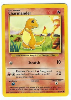 Charmander - BASE SET card # 46/102 - Vintage 1999 Pokemon WOTC - LP - Image 1