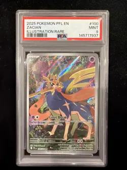 2025 Pokemon Phantasmal Flames Zacian #100 Illustration Rare PSA 9 - Image 1
