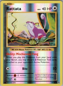 RATTATA 66/108 EVOLUTIONS POKEMON REVERSE HOLO MP - Image 1